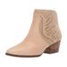 Lucky Brand Womens Idellina Leather Pointed Toe Ankle Cowboy, Tahini, Size 9.0