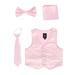 Lito Boys Multi Colors Satin Vest Zipper Tie Hanky Bowtie Clothing Set