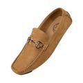 Amali Mens Plush Microfiber Faux Suede Slip On Loafer Driving Shoe with Buckle