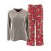 Donna L'oren Womens Gray Red Penguin Micro Polar Fleece Pajamas L