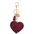 Lux Accessories Red Gold Tone Sticker Stone Studded Heart Keychain Bag Charm