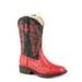 Roper Ostrich Kids Boys Red Faux Leather Cowboy Cool Cowboy Boots 3
