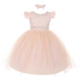 Rain Kids Baby Girls Blush Rhinestone Pearl Accent Headband Easter Dress