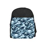 Blue Camo Pattern - 13" x 10" Black Preschool Toddler Children's Backpack & Pencil Bag Set