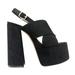 Luxemoda Kimberly Black Wrapped Platform Retro Heel Peep Toe Mule Sandals (8, Black)