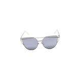 Womens Cat Eye Mirror Flat Lens Silver Frame Fashion Sunglasses