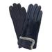 Womens Navy Blue Velvet Button Stretch Fit Text & Tech Touchscreen Gloves