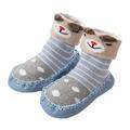 Unisex Baby Toddler Animals Print Cotton Socks Slipper Anti-Slip Crib Shoes (11/0-6 Months, Blue/Bear)