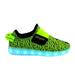 Family Smiles LED Light Up Knit Sneakers Kids Low Top USB Charging Boys Girls Unisex Slip On Shoes Green