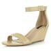DailyShoes Wedge Heeled for Women Mid Sandal Ankle Strap Open Toe Fashion Casual Solid Buckle High Heel Shoes Wedges Sandals Straps Toed Strappy