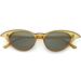 Retro Cat Eye Sunglasses Slim Arms Neutral Colored Lens 52mm (Brown / Green)