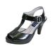 FIC PEERAGE Margie Women Extra Wide Width Platform Heeled Sandal BLACK 8