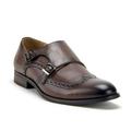 J'aime Aldo Men's C-390 Wing Tip Double Monk Strap Loafers Dress Shoes, Dark Brown, 10