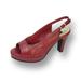 PEERAGE Linda Women Wide Width Leather Slingback Pump RED 10.5