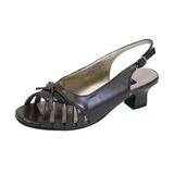 PEERAGE Celeste Women Extra Wide Width Open-Toe Slingback with Vertical Straps/Mini Bow Upper BROWN 9.5