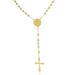 EDFORCE Stainless Steel Yellow Gold-Tone St. Benedict Religious Cross Rosary Beads Necklace, 22"