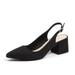 Mid Block Heel Dressy Glitter Sling Back Shoes, Black - Size 41