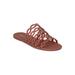 New Women Qupid Dimitria-01 PVC Chained Strappy Open Toe Flat Slip On Sandal