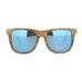 Mens Wood Grain Oversize Horn Rim Color Mirror Sunglasses Medium Wood Blue Mirror