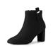 Allegra K Women's Round Toe Block High Heel Ankle Boots