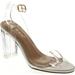 Top Moda Women's Alma-70 Lucite Clear Strappy Block Chunky High Heel Open Peep Toe Sandal