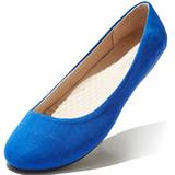 DailyShoes Women's Classic Flats Comfortable Upper Round Flat Slip-On Loafer Sneaker Shoes-Ideal for Casual Occasions, Royal Blue Suede, 5.5 B(M) US