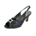 FLORAL Nadine Women's Wide Width Peep Toe Dress Slingback with Jewels BLACK 8.5