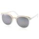 Womens Fashion Dapper Horned Rim Silver Mirrored Lens Sunglasses