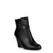 Nature Breeze Almond Toe Women's Wedge Booties in Black