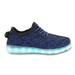 Family Smiles LED Light Up Knit Sneakers Low Top USB Charging Women Shoes Black / Blue