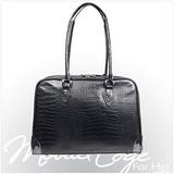 mobile edge women's black, milano 15.4 inch business laptop handbag faux croc, soft poly-suede lining protection, memc1s