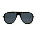 Mens Trendy Retro Metal Rim Shield Bridge Racer Officer Sunglasses Gold Black