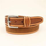 Ariat A1032044-46 Mens Classic Strip Basket End Distressed Belt, Medium Brown - Size 46