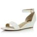 DailyShoes Wedge Heeled for Women with Ankle Strap Low Sandals Open Toe Sexy Shoes High Heels Sandal Buckle Toed Strappy Whitney-01 White Pu 6.5