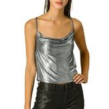 Women's Sparkly Metallic Glitter Spaghetti Strap Camisole Top