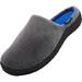 Norty Mens Slippers - Memory Foam Mule and Clog Slippers - Faux Suede, Microfiber or Flannel 40823-Large Grey/Blue