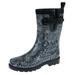 Shiny Ombre Python Printed Rubber Mid Calf Women Rain Boot