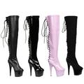 ELLIE 609-FARE Women's 6" Heel Lace Up Platform Thigh High Boot