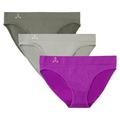 Balanced Tech Women's 3 Pack Seamless Low-Rise Bikini Panties - Charcoal/Grey/Purple Cactus - X-Small