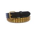 1 1/4" (33 mm) Snap On Two Row Punk Rock Star Brass Studded Leather Belt