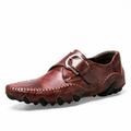 Men Buckle Genuine Leather Moccasins Casual Octopus Anti-Slip Shoes