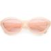 Modern Chunky Mono Colored Cat Eye Sunglasses Oval Flat Lens 56mm (Pink)