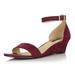 DailyShoes Wedge Heeled for Women with Ankle Strap Low Wedges Sandal Open Toe Heels Summer Sandals Shoes Straps Buckle Toed Strappy Wine,sv,7.5