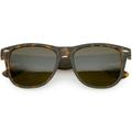 Classic Matte Horn Rimmed Sunglasses Wide Arms Super Dark Square Lens 54mm (Matte Tortoise / Brown)