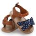 Styles I Love Baby Toddler Girl Bowknot Sandals Soft Sole Anti-slip Crib Shoes Prewalker 0-18M, 5 Colors (Navy + Dots, 0-6 Months)