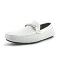 Amali Mens Slip On Driving Moccasin Casual Loafers Dress Shoes White Size 10.5