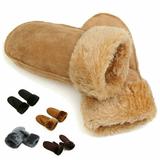 SUNSIOM Women Winter Sheepskin Gloves with Warm Artificial Leather and Fur Lady Mittens