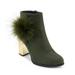 Olivia Miller 'Belmont' Large Faux Fur Pom Chunky Metallic Heel Ankle Booties