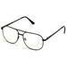 Metal Aviator Glasses - Big Lens Spring Hinge Square - Gold Gunmetal Old Men Grandpa Nerd Clear Lens
