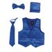 Lito Baby Boys Royal Blue Satin Vest Zipper Tie Hanky Bowtie Clothing Set